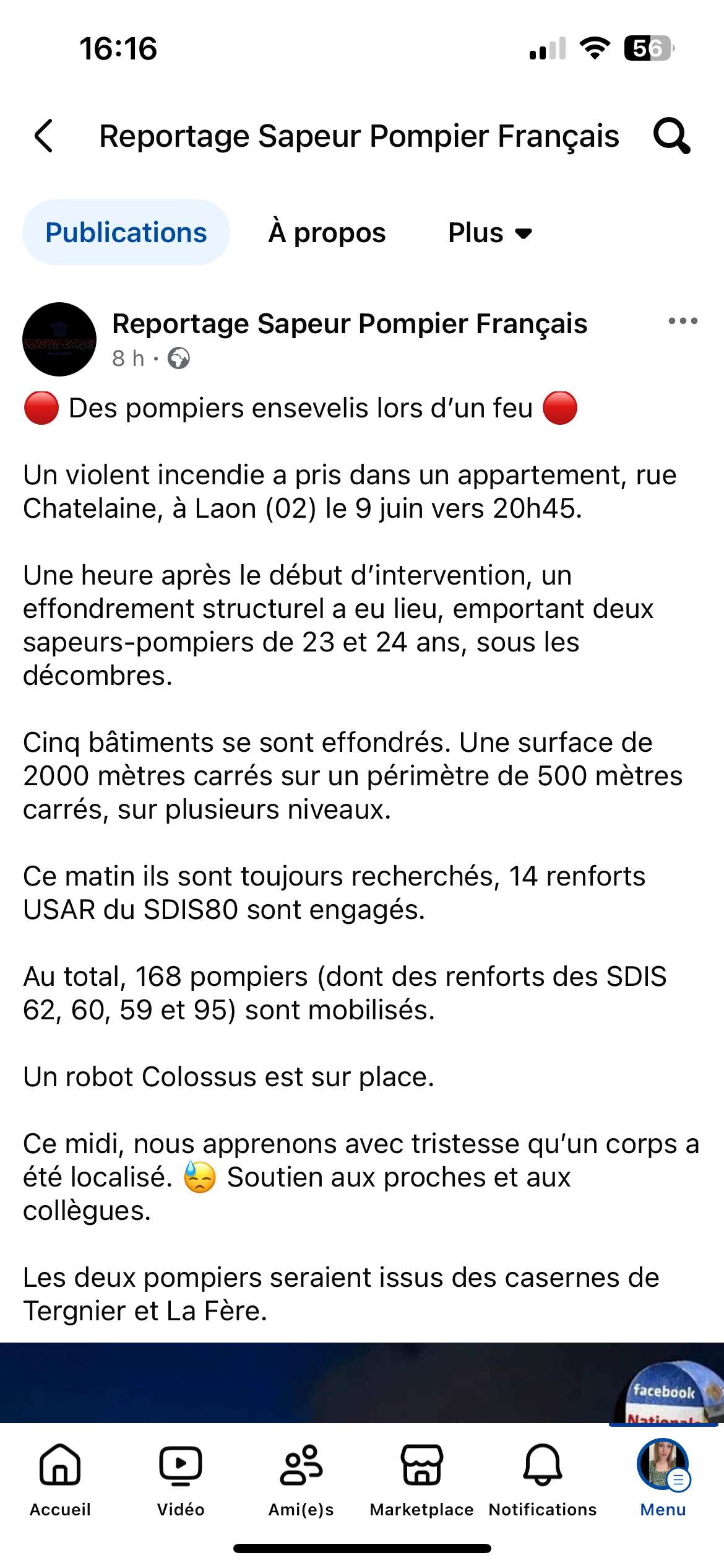 Encore une bien triste nouvelle chez les pompiers, &agrave; nouveau d&eacute;c&egrave;s &hellip; 😩