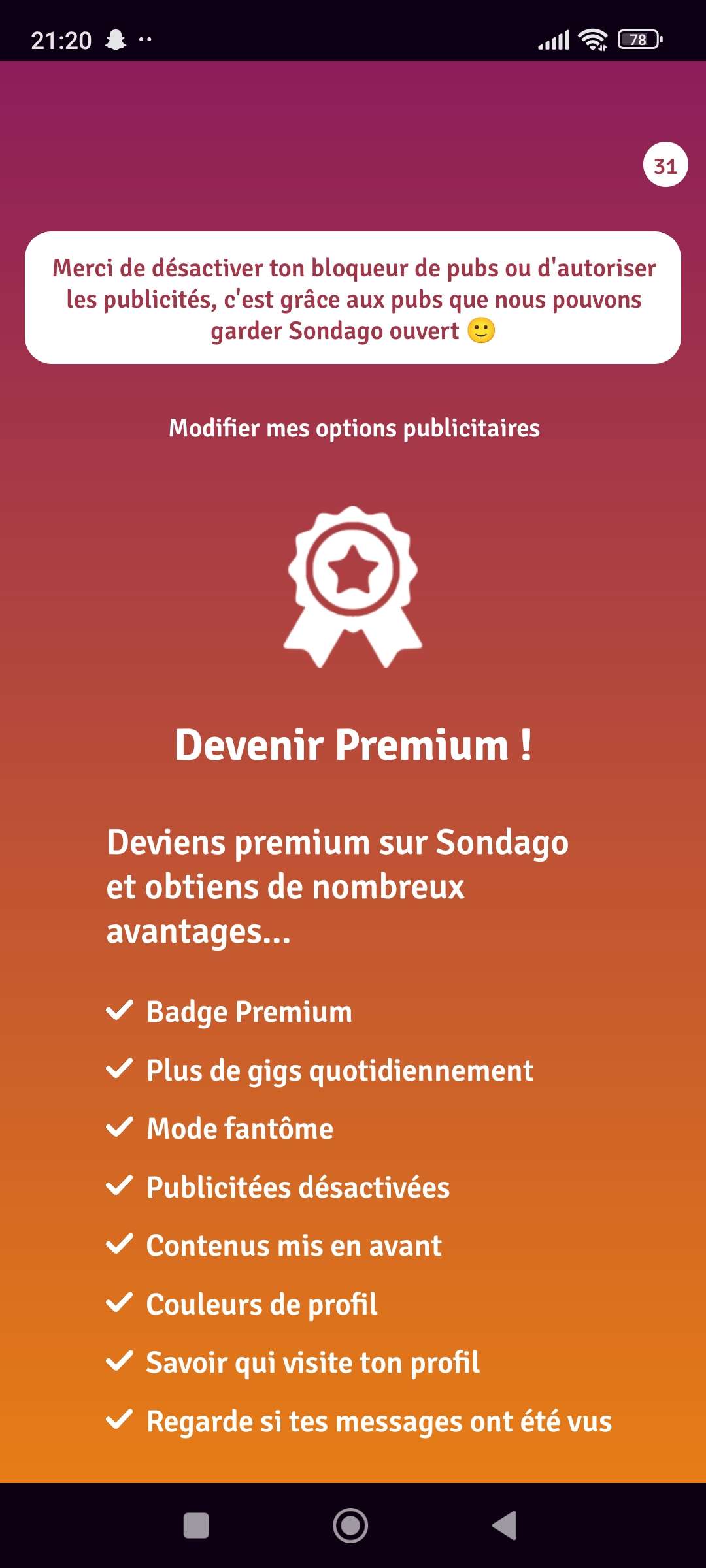 C'EST PAS POSSIBLE la pub premium Sondago d'UNE minute qui d&eacute;barque en plein jeu
(Vous pouvez voir c'est bien la m&ecirc;me heure en haut des captures)
