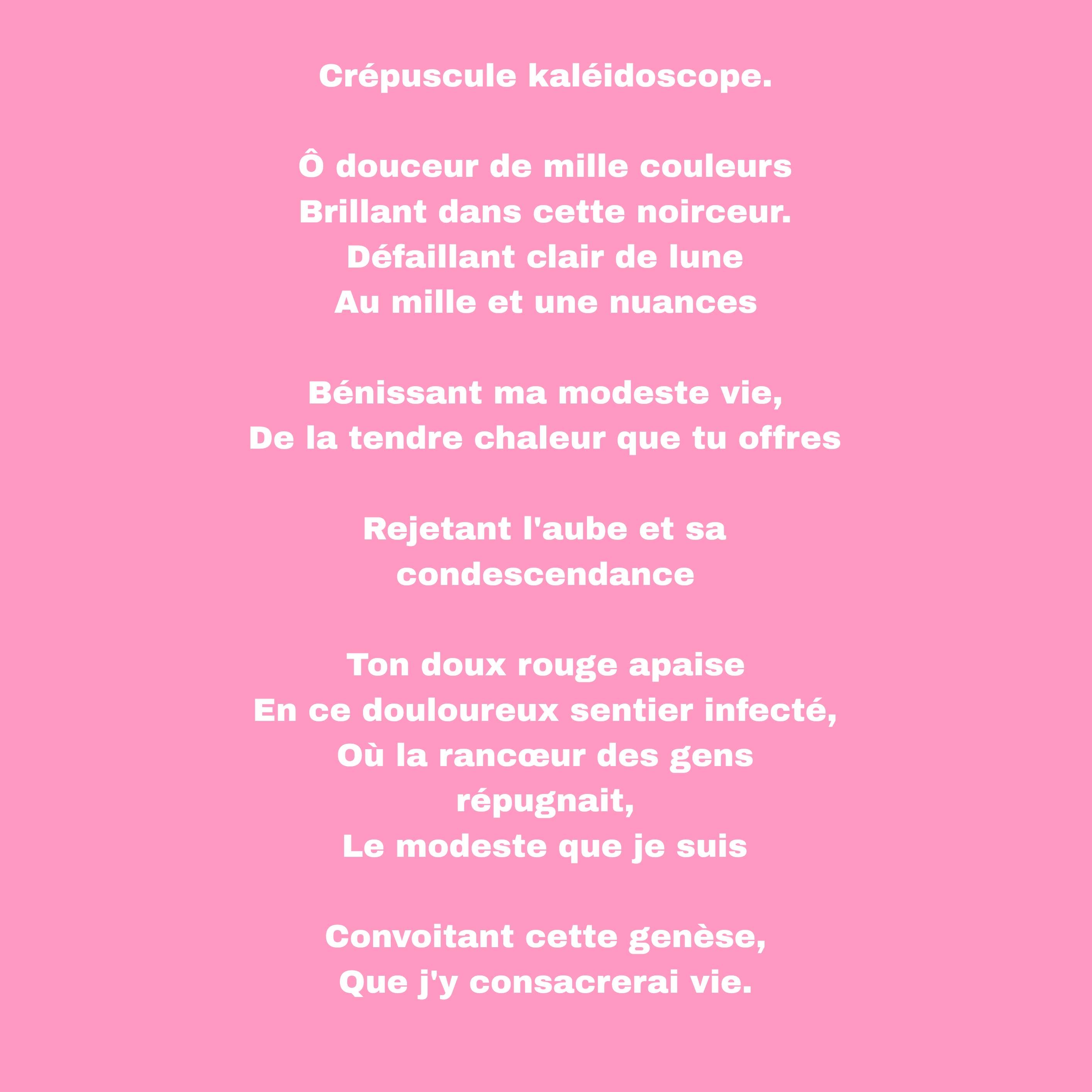 Photo 2 - Phase 1 du concours de poèmes 🌟
-Groupe 3-

Votez pour votre poème préféré 📜

Celui qui obtiendra le plus de votes ira en finale 🏆