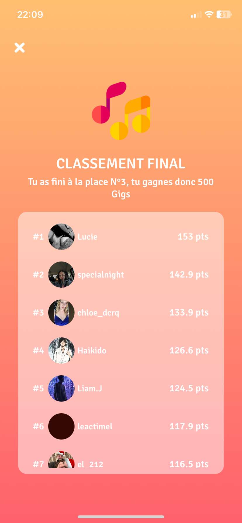 Comment dire que j&rsquo;ai commenc&eacute; en retard (3 ou 4e chanson), pour quasi toutes les chansons je mettais au hasard car je ne supporte pas le rap et que vers la fin je n&rsquo;avais plus du tout de son 😂