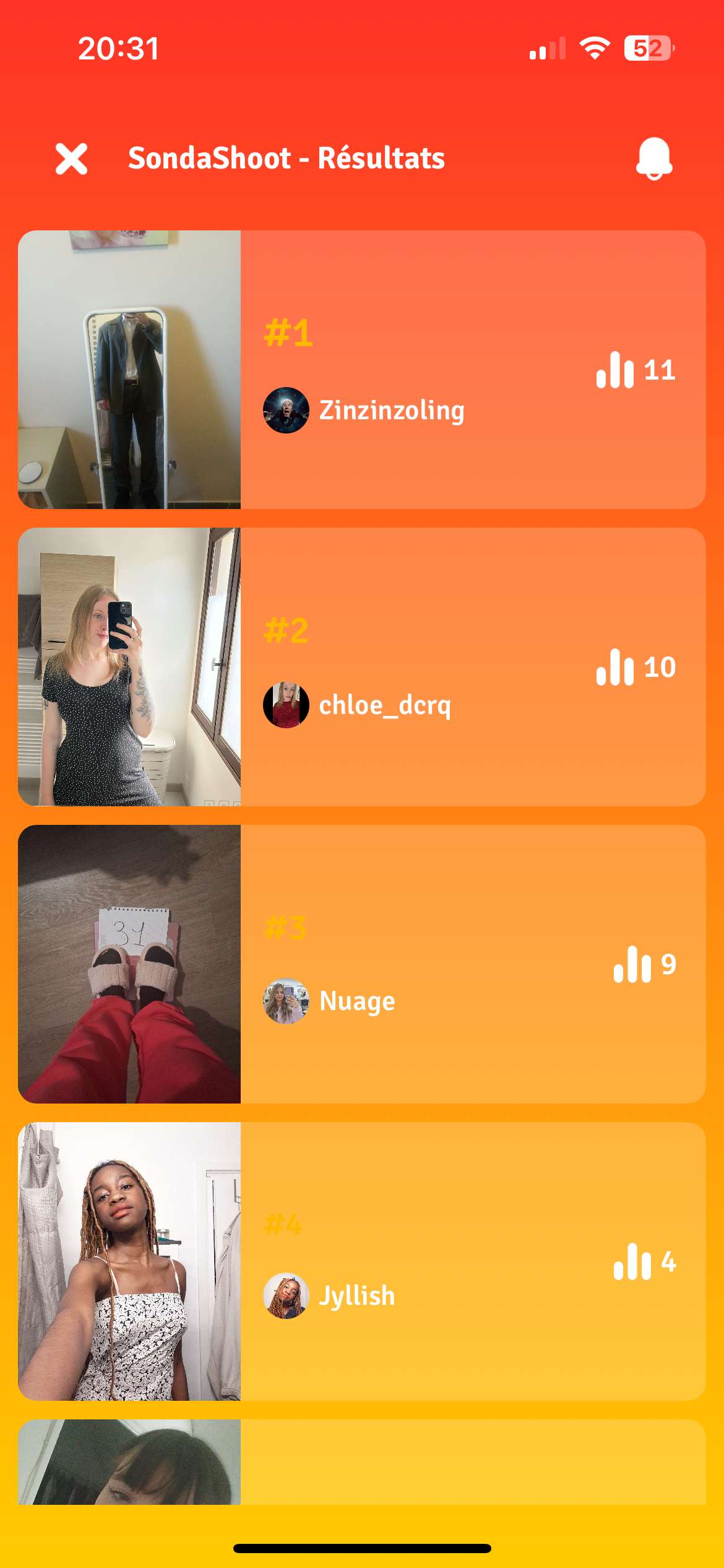 Merci &agrave; vous et f&eacute;licitations aux autres pour le sondashoot 😁