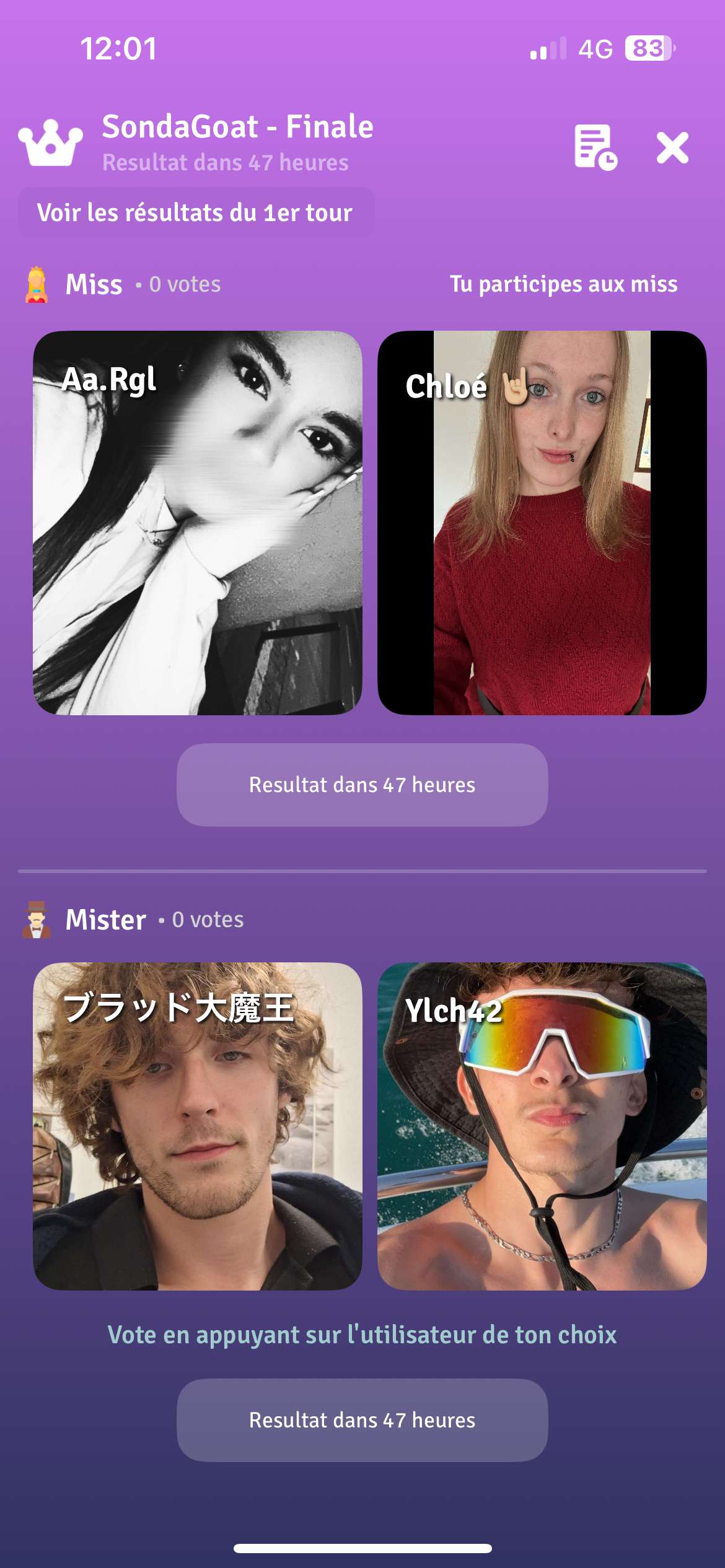Je suis une 2e fois finaliste au Sondagoat, merci &agrave; vous pour vos votes 🫶🏼
&Agrave; vos votes &agrave; nouveau 😁

Et f&eacute;licitations aux autres 😊