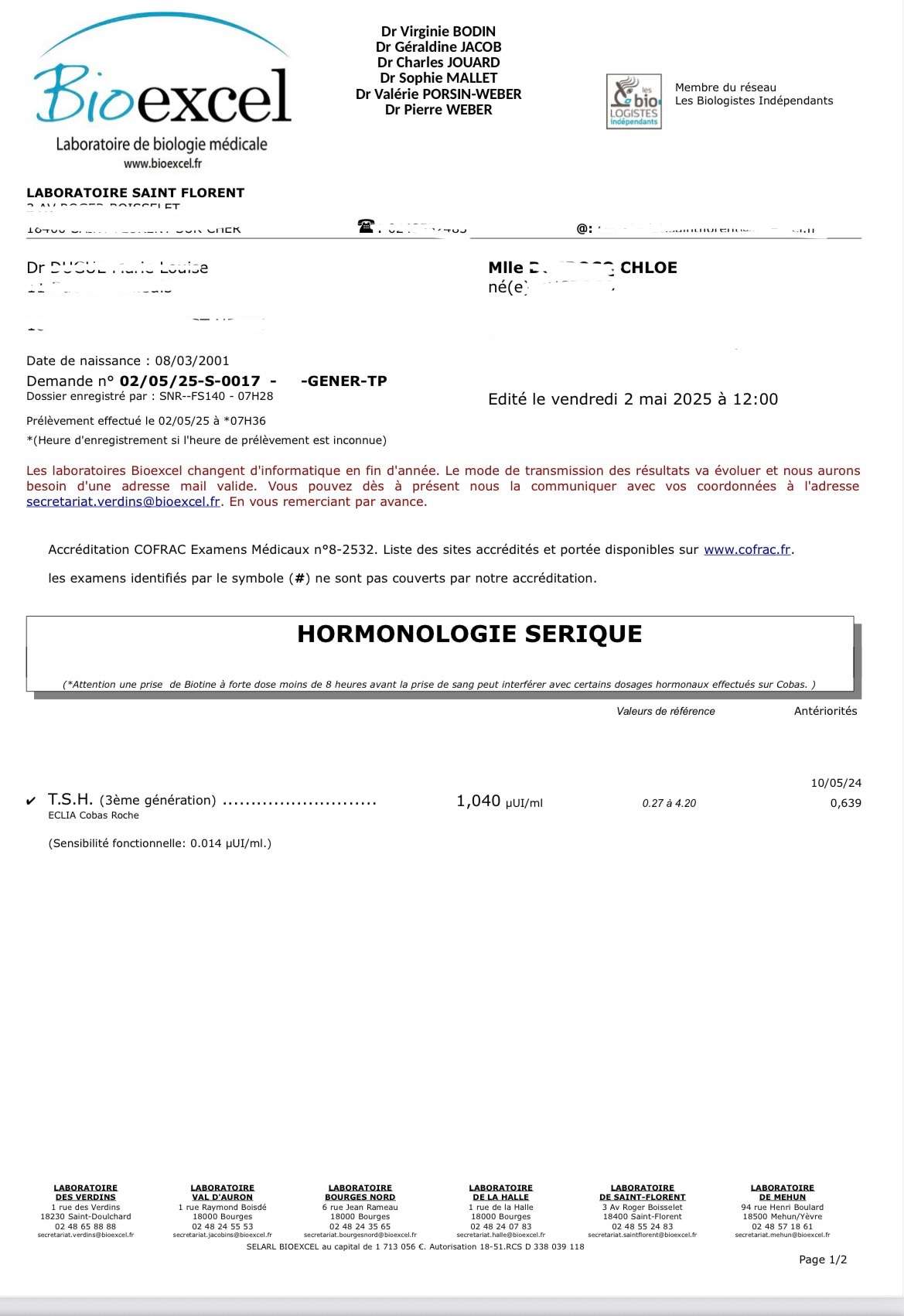 C&rsquo;est bon, les r&eacute;sultats de ma prise de sang sont bons
Je vais pouvoir continuer avec cette dose pour mon traitement pour mon probl&egrave;me de sant&eacute; 😮&zwj;💨👌🏼