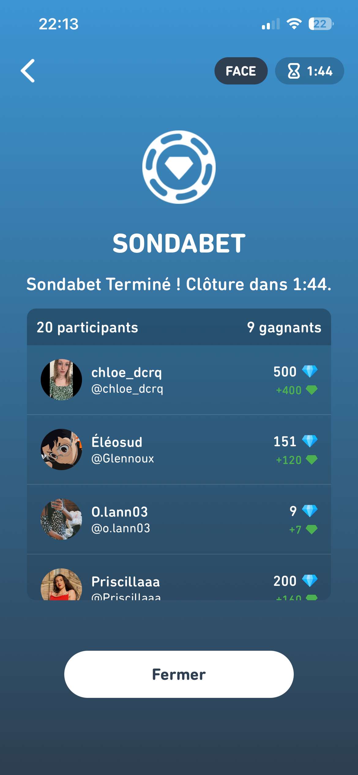 1&egrave;re fois que je participe au sondabet et je gagne, d&eacute;cid&eacute;ment j&rsquo;ai de la chance ce soir 👌🏼😂