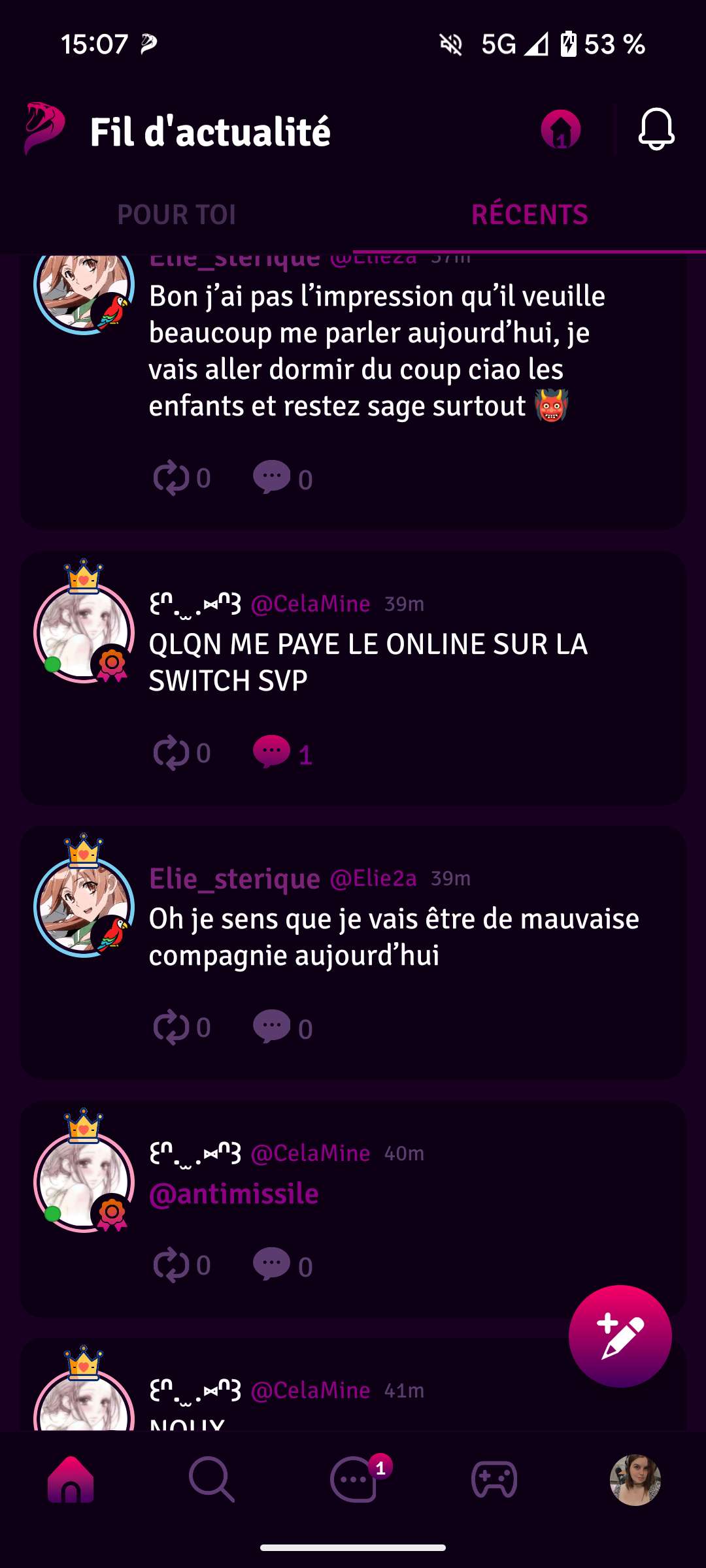Mon fil est quelque peu ... Hmm .. int&eacute;ressant, actuellement.