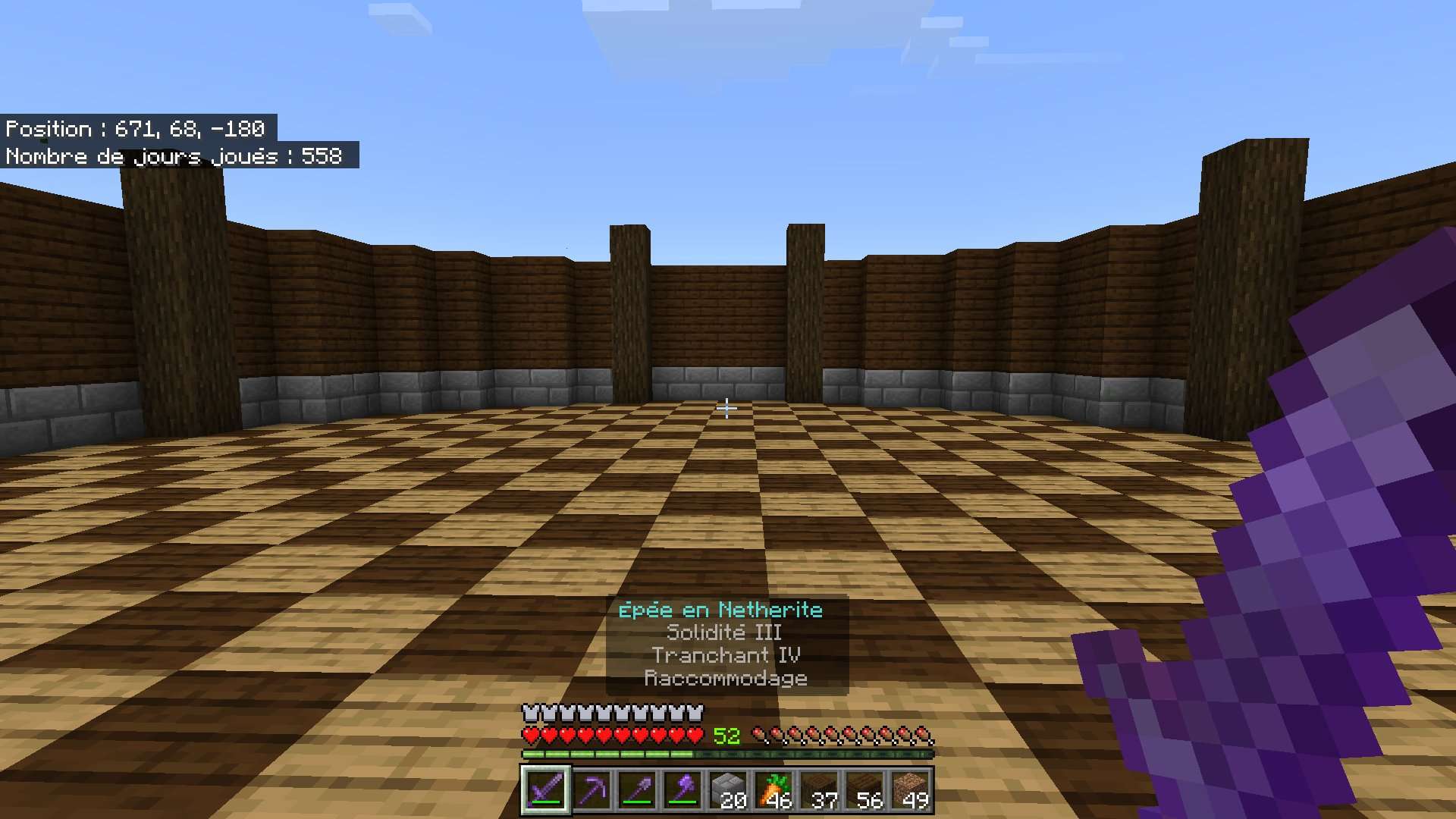 Bon du coup j'avais la flemme de farmer le cuir pour faire une grande biblioth&egrave;que, alors je fais quoi de ce build pas fini ?
Je le transforme en quoi ?
J'attends vos id&eacute;es