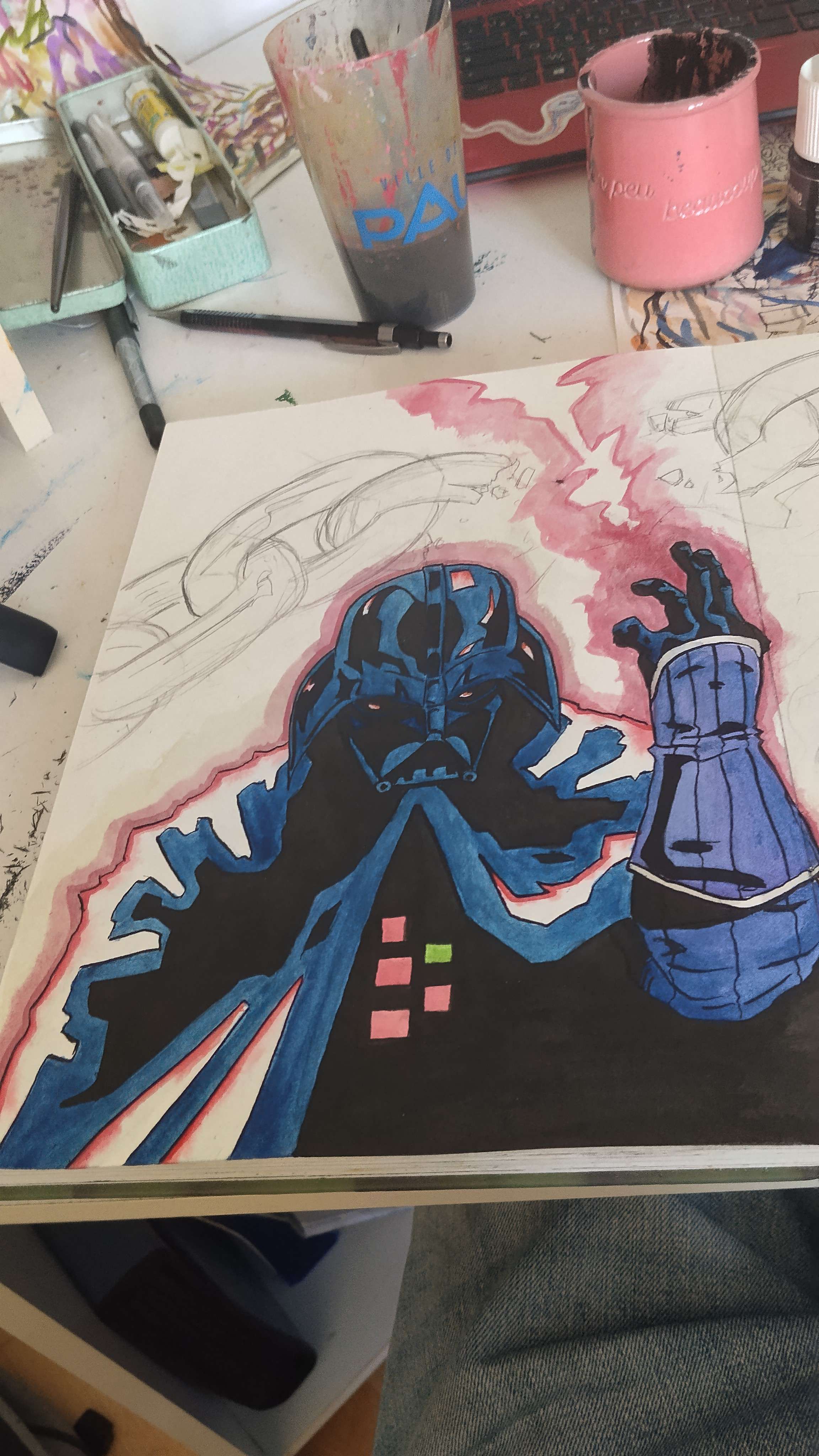 Guettez mon dernier dessin 😛
Aquarelle plus encore de chine (je fais les contours &agrave; la plume) 
Il est pas fini 

Combien sur /10?