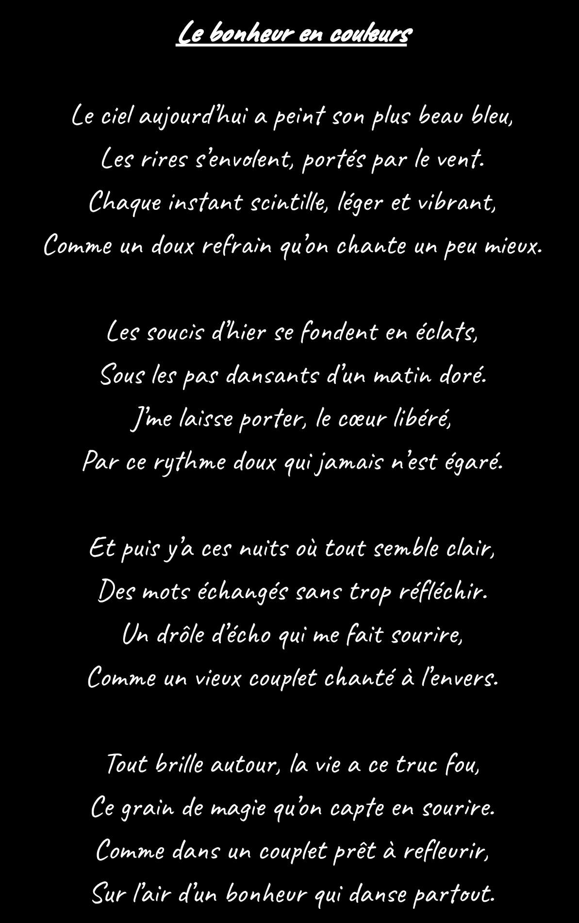 De quoi redonner chaud a certain c&oelig;ur meurtri ! Soyons heureux et positifs !