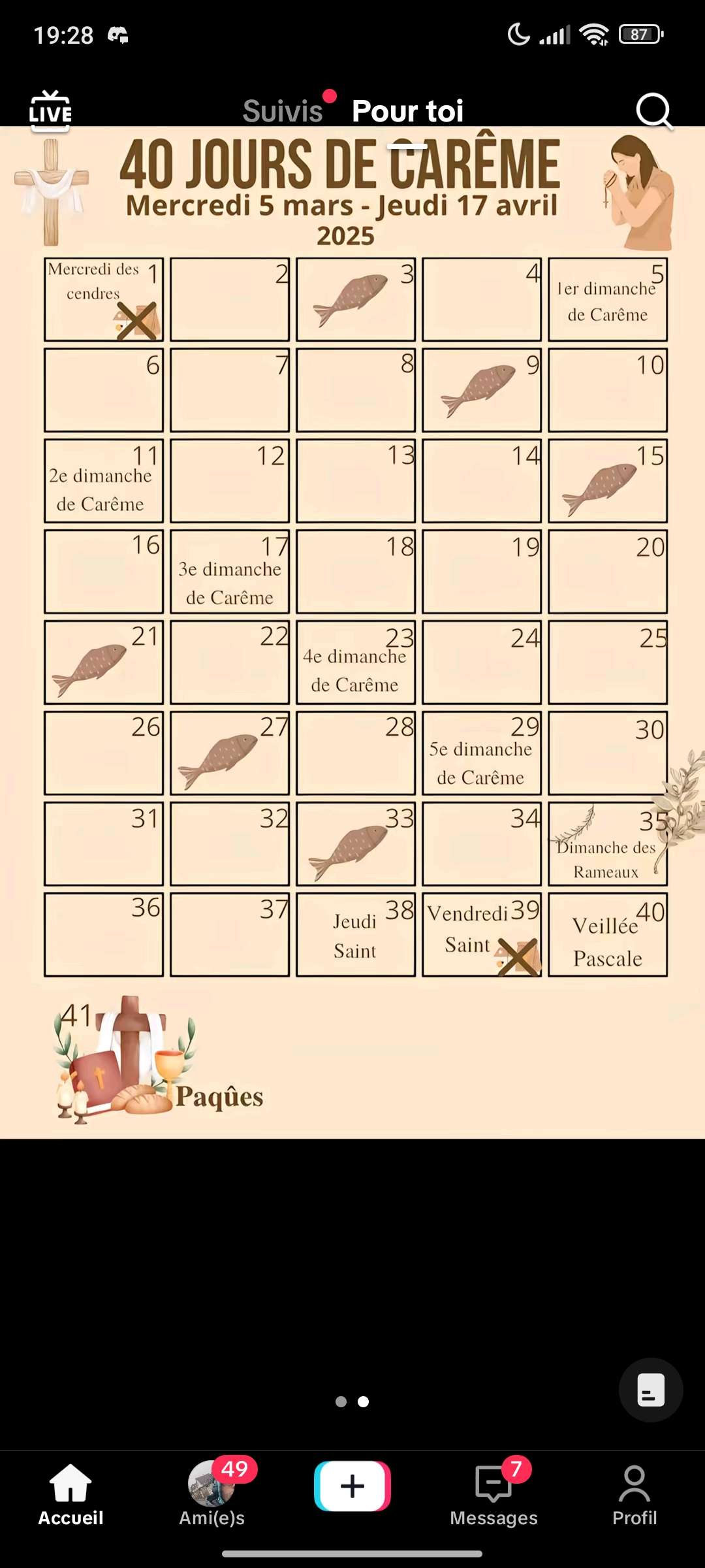 Pour tout les #chr&eacute;tien voici le calendrier du car&ecirc;me 2025