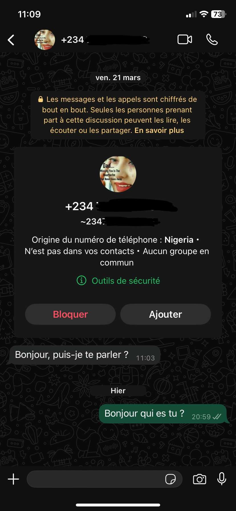 Genre m&ecirc;me sur Whatsapp y&rsquo;a des num&eacute;ros de con ?