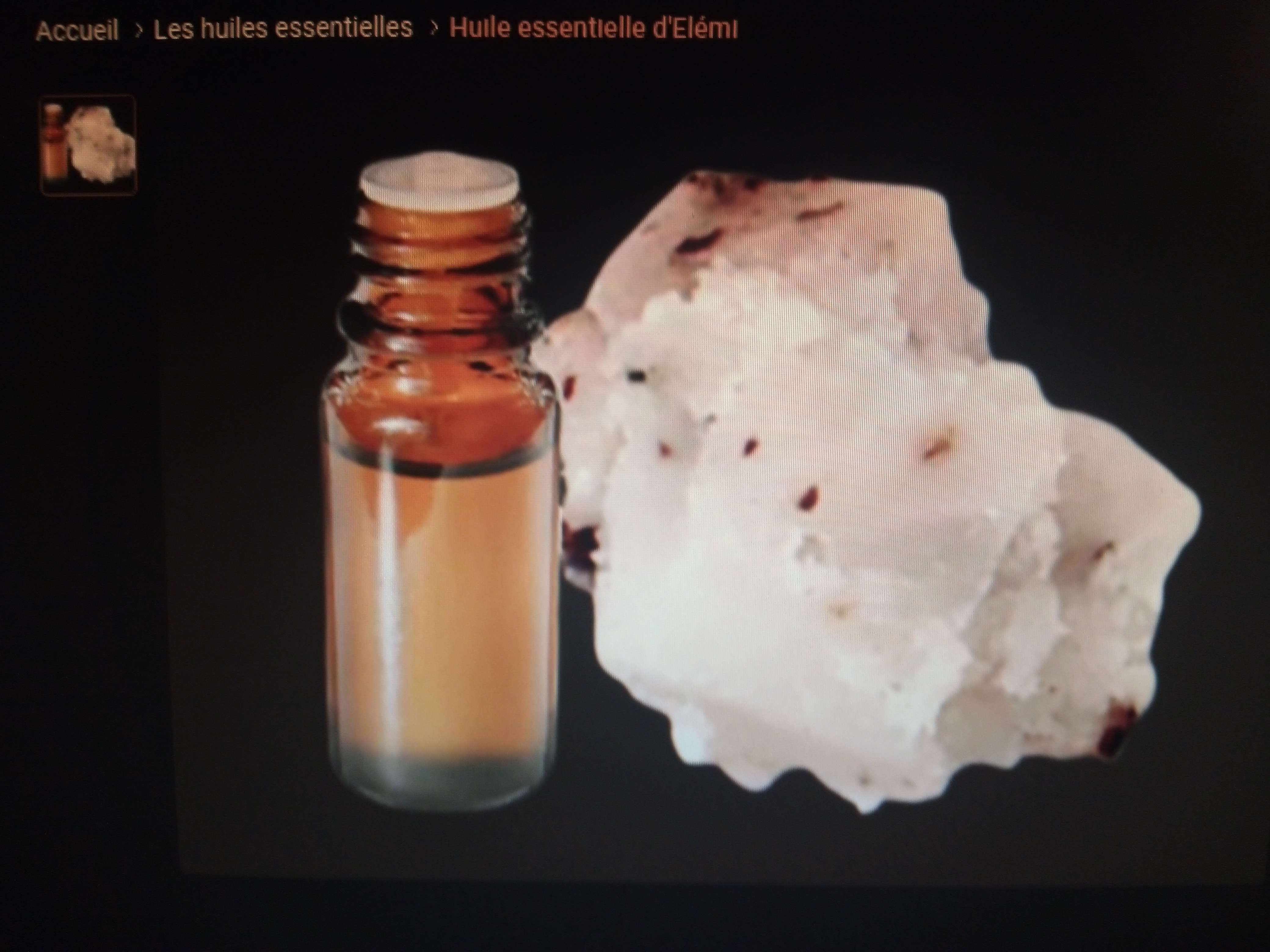 Huiles essentielles de &eacute;l&eacute;mi ses une huile rare et peu connu mais tr&egrave;s utilis&eacute; au moyen &acirc;ge a la gomme rose un peu blanc utiliser pour la beaut&eacute; et le bien-&ecirc;tre elle les cicatrisant anti septique amibienne bon pour les bronchite et les crampes intestinale aussi tonique anti inflammatoires cutan&eacute;e pour le bien-&ecirc;tre elle va apais&eacute; le stress et les angoisses les agitation aussi r&eacute;g&eacute;n&eacute;ratrice cutan&eacute;e et revitalisant et donne de harmonie et de &eacute;nergie positive