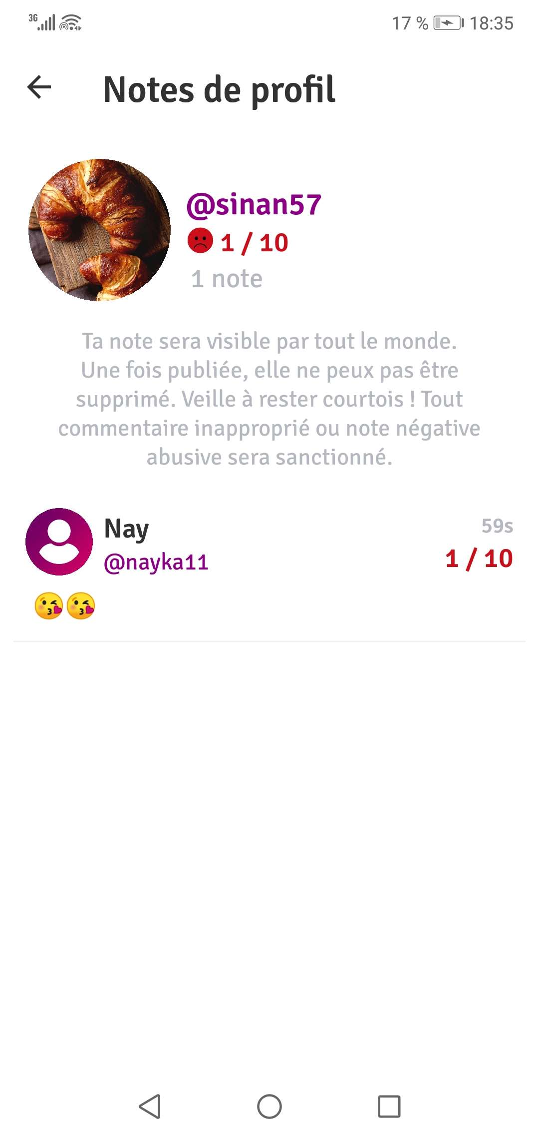 C'est normal qu'une personne dont je connais m&ecirc;me pas son existence me note comme &ccedil;a 🙄🤔 #soutien
