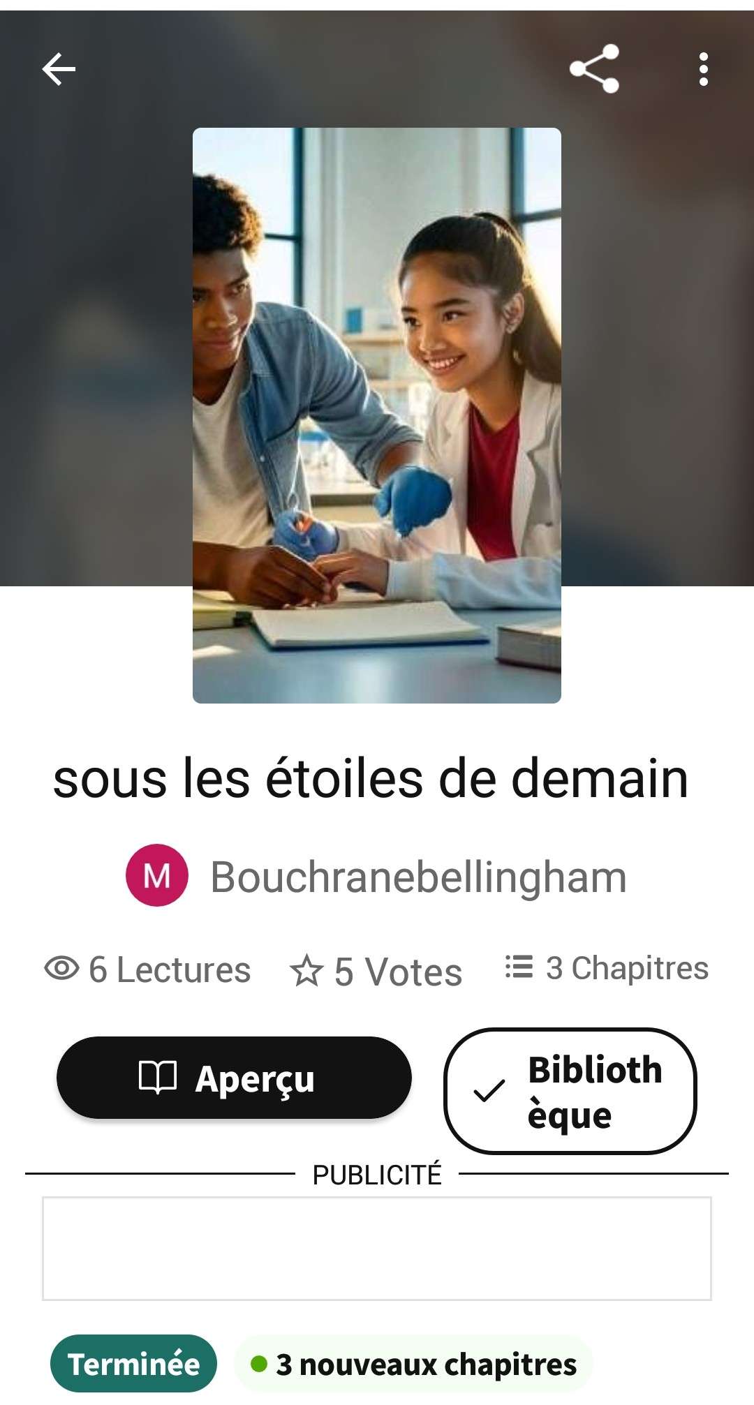 🌟Hello tout le monde !
Mon livre sous les &eacute;toiles de demain est dispo sur wattpaad! 📚✨Venez le d&eacute;couvrir et me donner vos avis, &ccedil;a me ferait super plaisir ! Merci pour votre soutien 🙏🌠