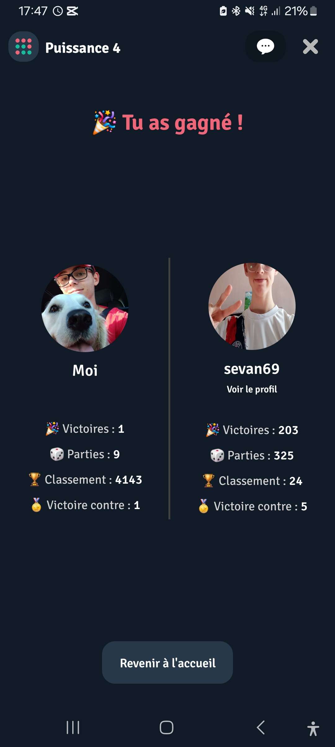 OMGGGGGGG J'AI GAGNER CONTRE SEVAN AU PUISSANCE 4 !!!!
