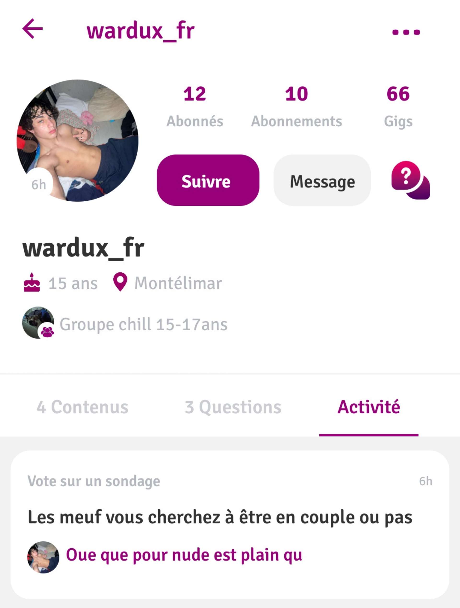 Le reuf il a 15 ans...