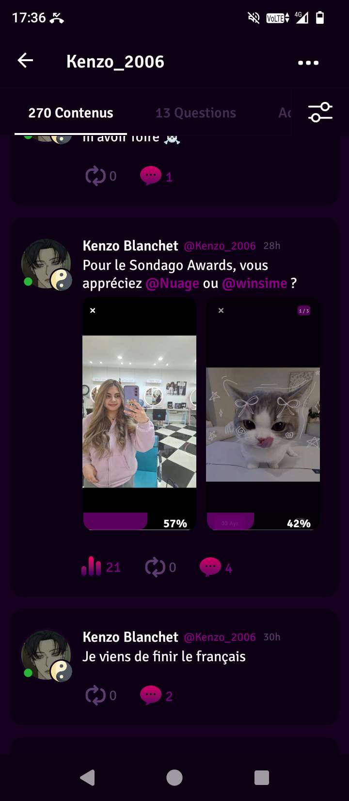 Pour le Sondago Awards le vainqueur est @Nuage 🤪🥳🥳