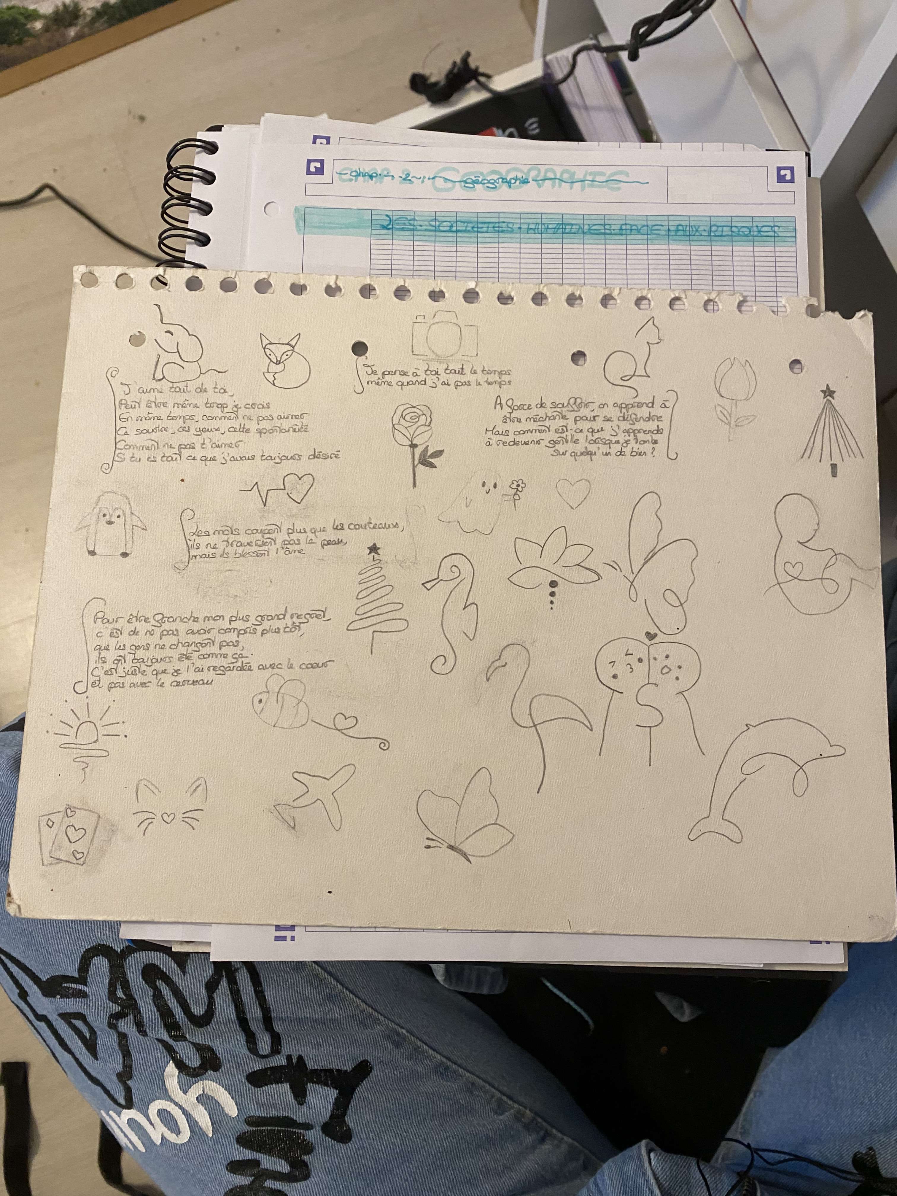 Toujours quand on s&rsquo;ennuie en cours 
Vous f&ecirc;tes quoi vous