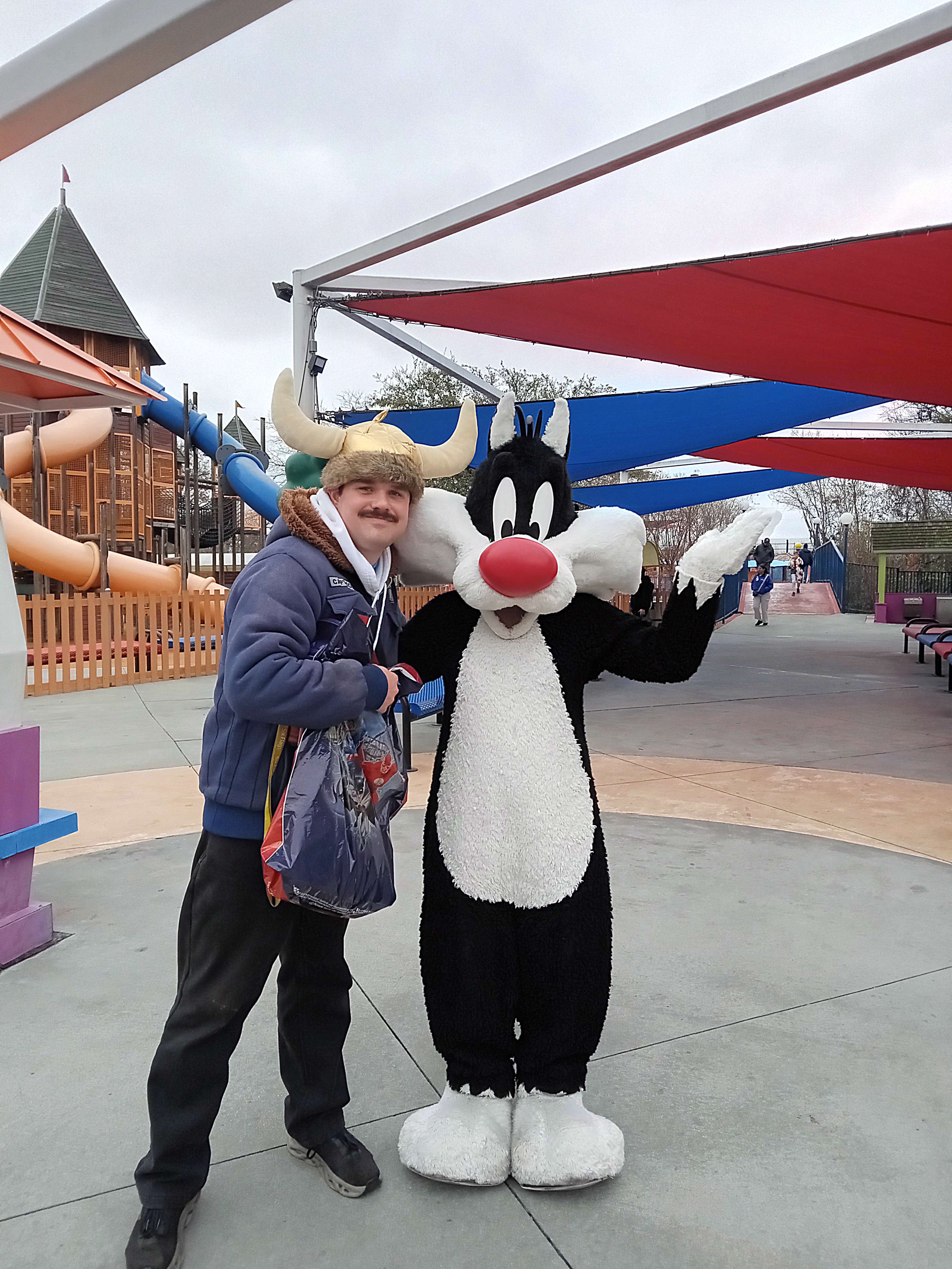 That's me with Sylvester the Cat at Six Flags over Texas