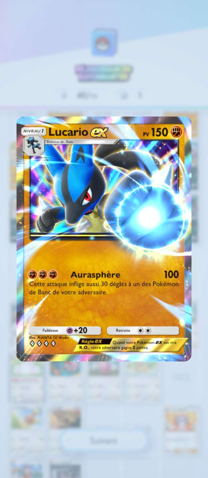 Un magnifique Lucario ex que je viens de pack