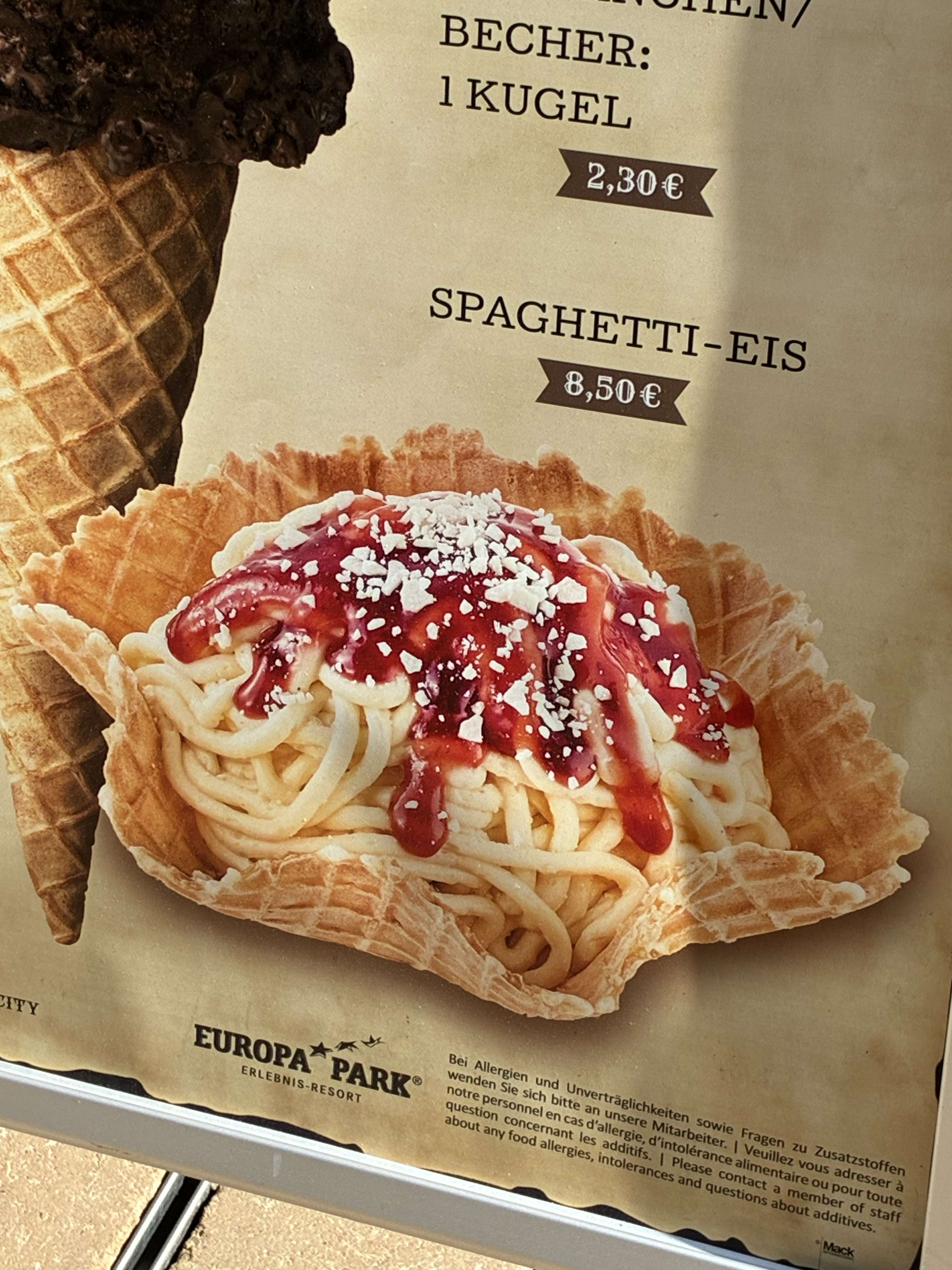 Ils font de la glace aux spaghettis &agrave; europapark okok