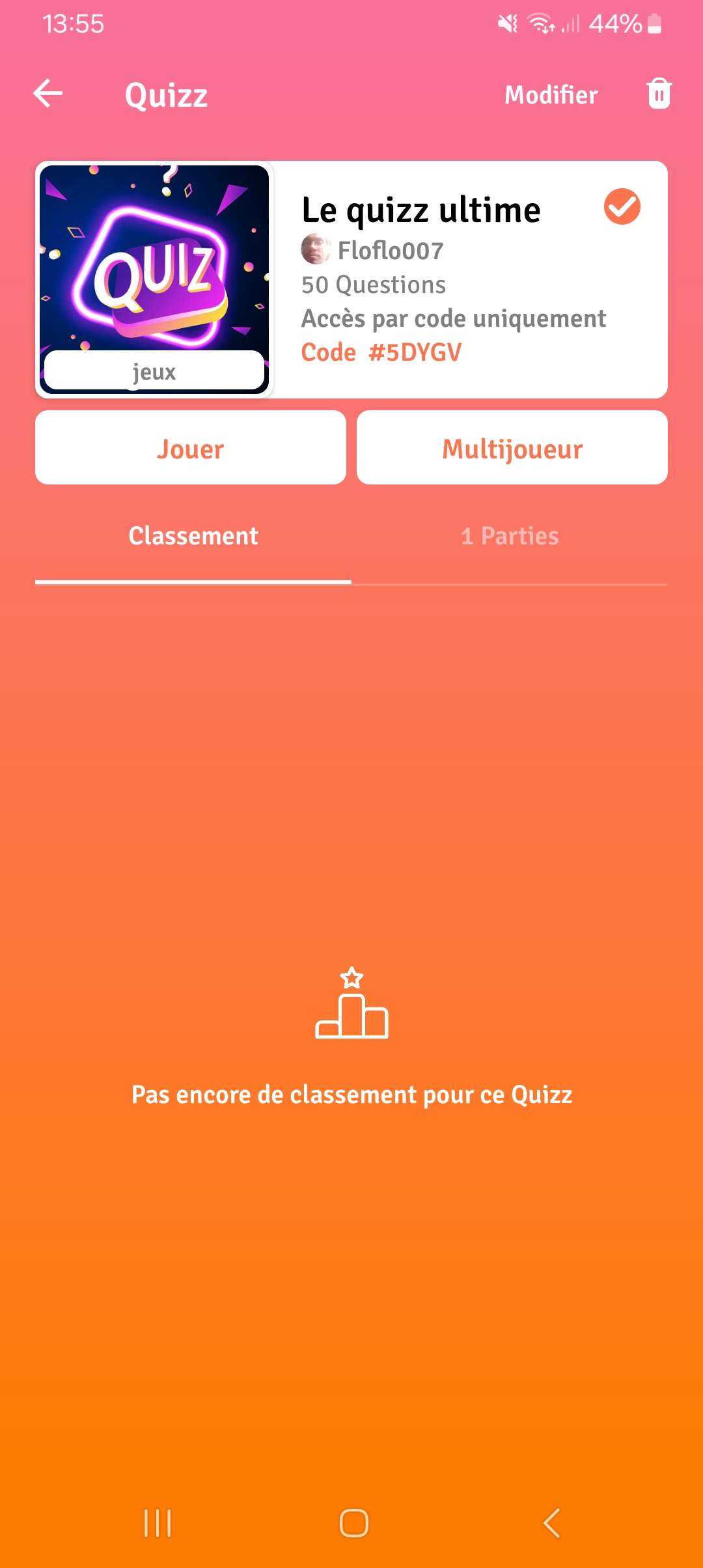 Le jeu du quizz ultime &agrave; &eacute;t&eacute; cr&eacute;&eacute; !! 

R&eacute;gl&eacute; du jeu 
- celui o&ugrave; celle qui a le plus haut score pourra remporter 500 gigs !
-bien sur vous avez le droit que a 1 seul chance (si le quizz a bug de votre c&ocirc;t&eacute; j accepte une deuxi&egrave;me chance SI vous avez bug au d&eacute;but du quizz sinon malheureusement je ne pourrais pas accepter 
-pour gagner c'est 500 gigs vous devez &ecirc;tre dans un groupe obligatoirement pour les recevoir et &ecirc;tre un minimum actif sur l appli 
-dur&eacute;e du jeu 1 semaine

C est partit !