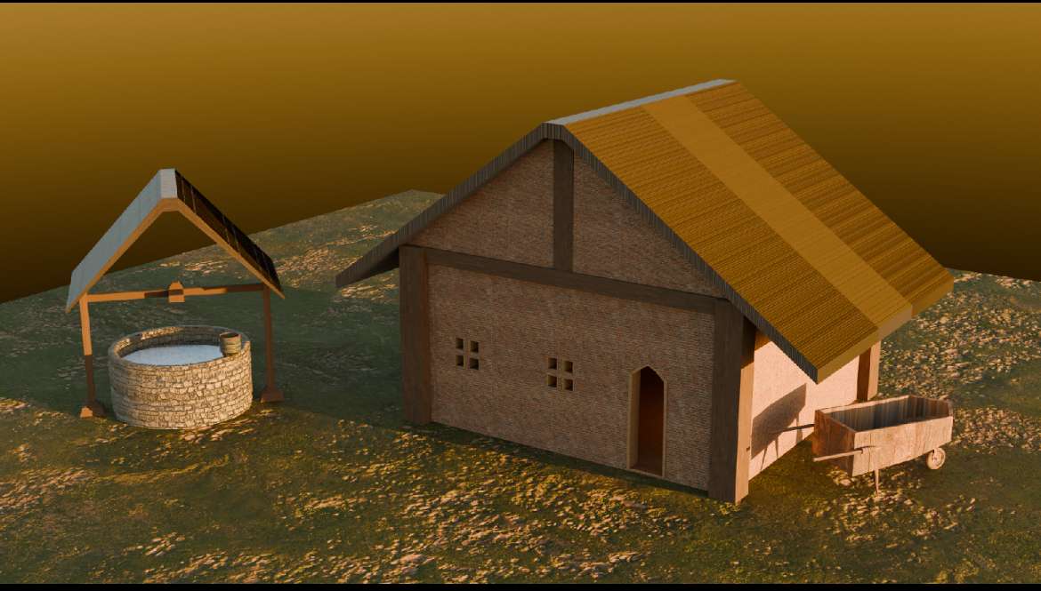 Mod&eacute;lisation de tout les &eacute;l&eacute;ments que j&rsquo;ai assembl&eacute; pour cr&eacute;e cette petite maisonnette de campagne